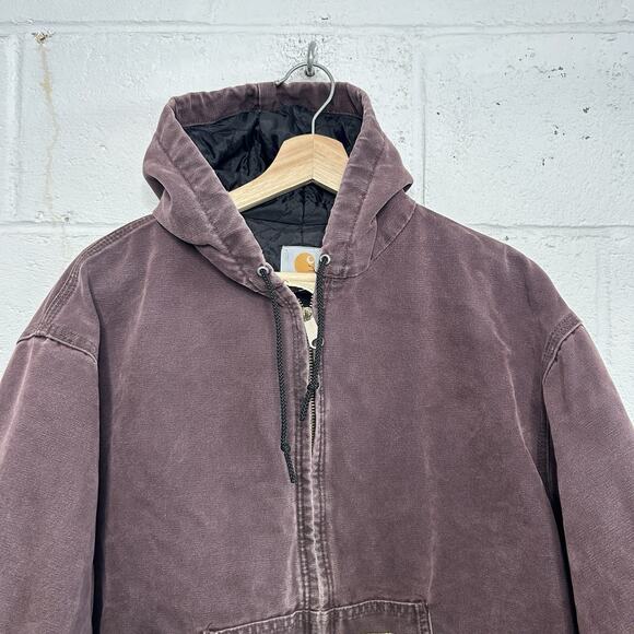 Vintage Carhartt Quilted Hooded Jacket “Burgundy/Wine” J06 - Picture 3 of 13